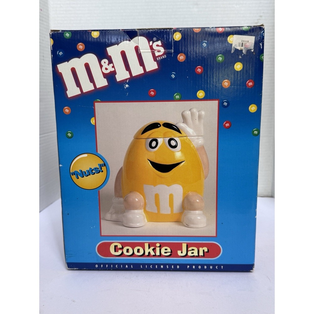 Vintage M&M's Yellow Cookie Jar NUTS! By Benjamin & Medwin Mars 2000 Collectible